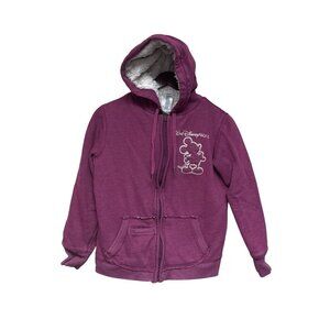 Disney Parks Women's Hoodie Sweatshirt Maroon Mickey Mouse Embroidered Medium